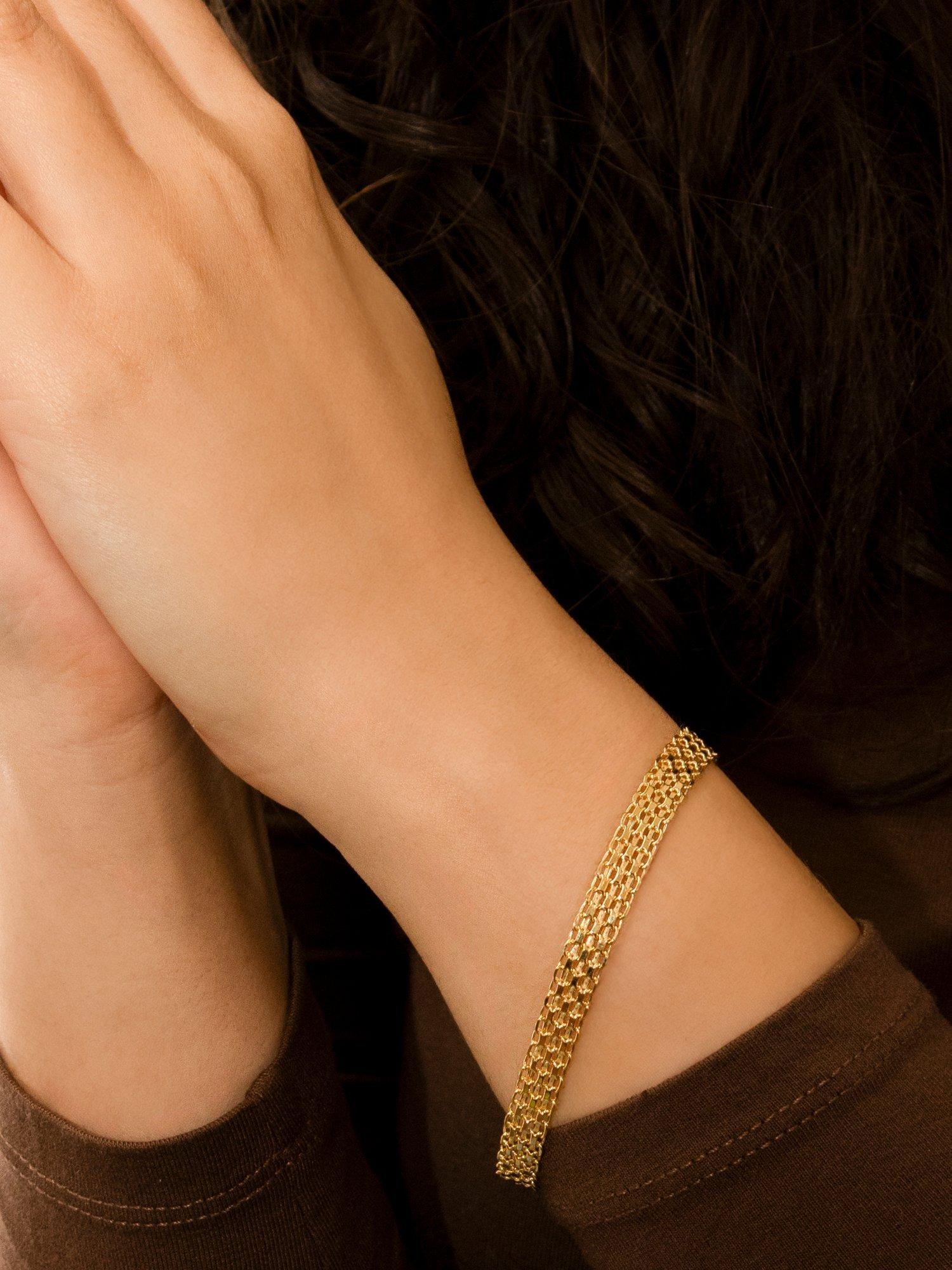 Product image 3 of 4, which shows IBB 18ct Yellow Gold Graduated Bismark Chain Bracelet, Gold