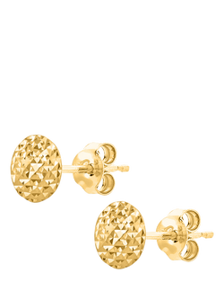 IBB 9ct Yellow Gold Pyramid Button Stud Earrings, Gold - view 2, Gold