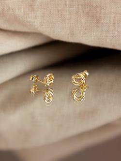 IBB 18ct Yellow Gold Trinity Knot Stud Earrings, Gold - view 2, Gold