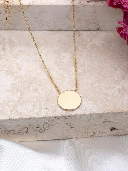 IBB 9ct Yellow Gold Disc Pendant Necklace, Gold - view 2, Gold