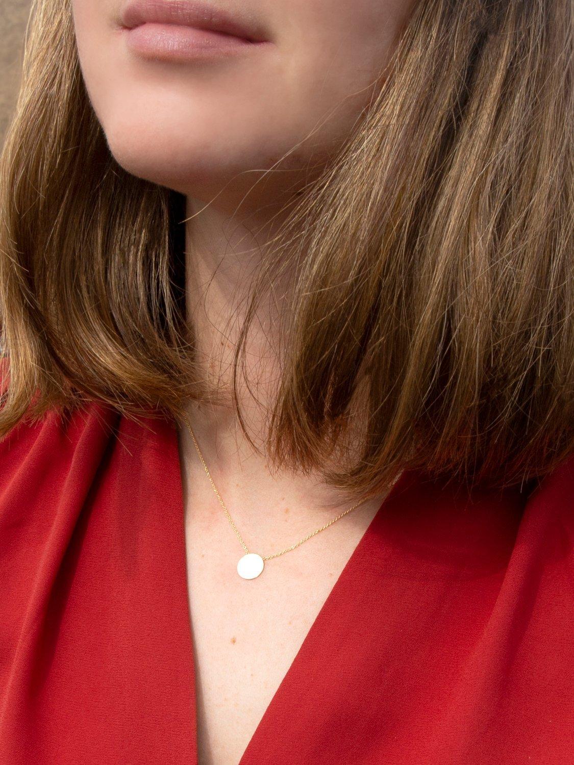Product image 3 of 4, which shows IBB 9ct Yellow Gold Disc Pendant Necklace, Gold