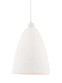 John Lewis Allium Embossed Pattern Porcelain Easy-to-Fit Ceiling Shade, White, White