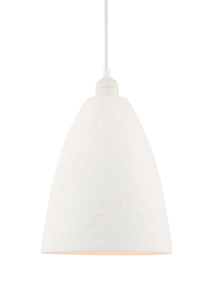 John Lewis Allium Embossed Pattern Porcelain Easy-to-Fit Ceiling Shade, White, White