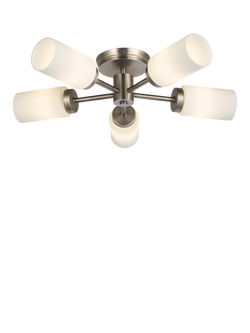 John Lewis Brompton 5 Arm Flush Ceiling Light, Pewter