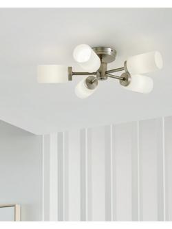 John Lewis Brompton 5 Arm Flush Ceiling Light - view 2, Pewter