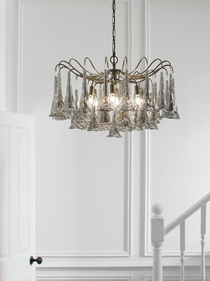 John Lewis Beatrix Chandelier Ceiling Light, Antique Bronze - view 2, Antique Brass