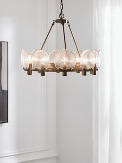 John Lewis Cast Glass 10 Lamp Ceiling Light, Antique Bronze - view 2, Antique Bronze
