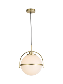 John Lewis Contour Single Glass Globe Pendant Ceiling Light, Opal White, Opal Glass