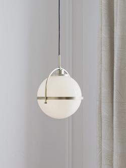 John Lewis Contour Single Glass Globe Pendant Ceiling Light, Opal White - view 2, Opal Glass