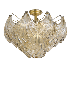 John Lewis Deco Shell Glass Semi Flush Ceiling Light, Champagne, Champagne