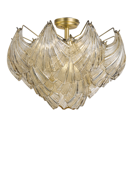 John Lewis Deco Shell Glass Semi Flush Ceiling Light, Champagne, Champagne