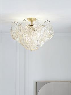 John Lewis Deco Shell Glass Semi Flush Ceiling Light, Champagne - view 2, Champagne
