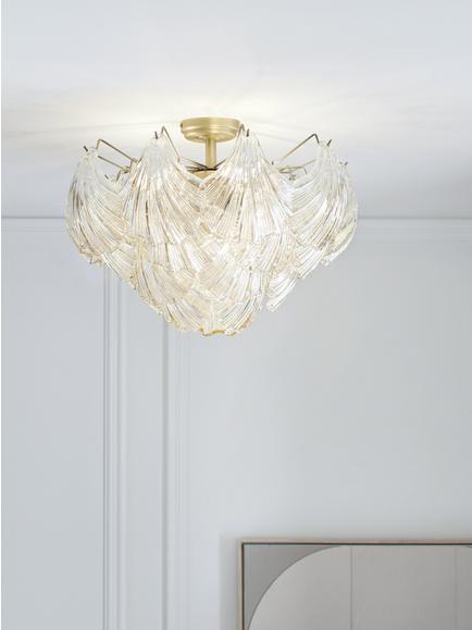 John Lewis Deco Shell Glass Semi Flush Ceiling Light, Champagne - view 2, Champagne