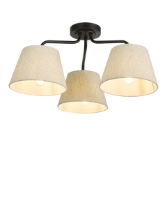 John Lewis Fulham 3 Arm Semi Flush Ceiling Light, Black