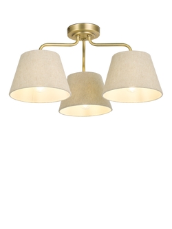 John Lewis Fulham 3 Arm Semi Flush Ceiling Light, Antique Brass