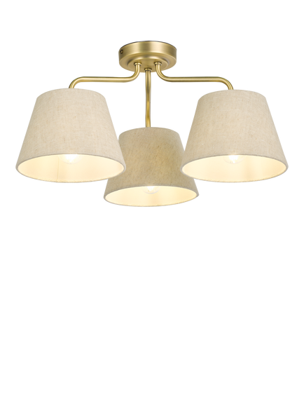 John Lewis Fulham 3 Arm Semi Flush Ceiling Light, Antique Brass