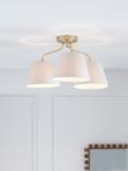 John Lewis Fulham 3 Arm Semi Flush Ceiling Light, Antique Brass