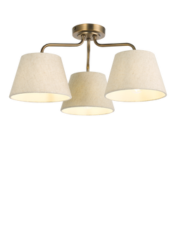 John Lewis Fulham 3 Arm Semi Flush Ceiling Light, Antique Bronze