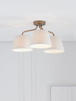 John Lewis Fulham 3 Arm Semi Flush Ceiling Light - view 2, Antique Bronze