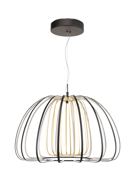 John Lewis LED Ribbon Pendant Ceiling Light, Black/Gold - view 2, Black & Gold