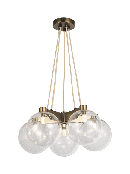 John Lewis Modern Lux Bubble 5 Pendant Ceiling Light, Satin Bronze, Satin Bronze