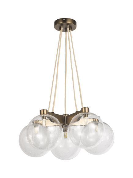 John Lewis Modern Lux Bubble 5 Pendant Ceiling Light, Satin Bronze - view 2, Satin Bronze