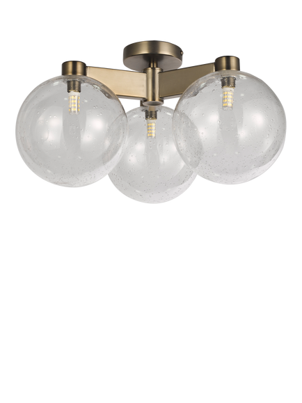John Lewis Modern Lux Bubble 3 Semi Flush Ceiling Light, Satin Bronze - view 2, Satin Bronze
