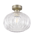 John Lewis Pumpkin Rib Glass Flush Ceiling Light, Antique Brass