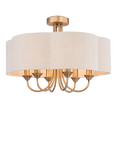 John Lewis Shadalier 6 Arm Pendant Ceiling Light, Aged Brass
