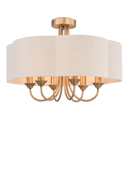 John Lewis Shadelier 6 Arm Pendant Ceiling Light, Aged Brass, Aged Brass