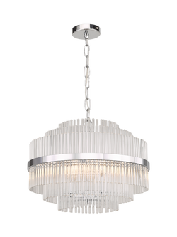 John Lewis Shimminista 3 Tiered Pendant Ceiling Light, Clear Glass/Polished Chrome