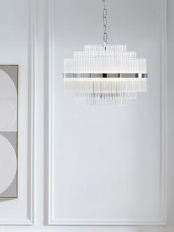 John Lewis Shimminista 3 Tiered Pendant Ceiling Light - view 2, Clear Glass/Polished Chrome