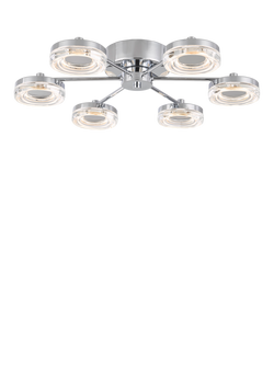 John Lewis Spartacus LED 6 Arm Flush Ceiling Light, Polished Chrome, Polished Chrome