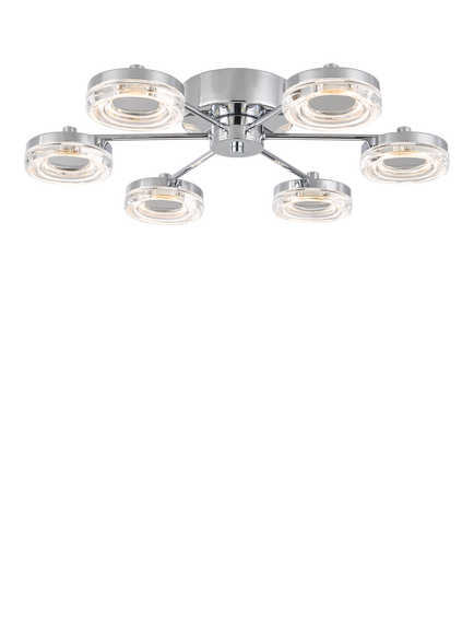 John Lewis Spartacus LED 6 Arm Flush Ceiling Light, Polished Chrome, Polished Chrome
