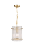 John Lewis Textured Glass Hall Pendant Ceiling Light, Antique Brass