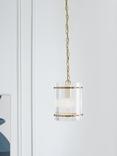 John Lewis Textured Glass Hall Pendant Ceiling Light, Antique Brass