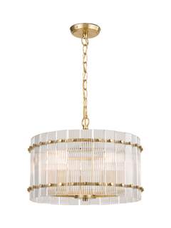 John Lewis Textured Glass Pendant Ceiling Light, Antique Brass