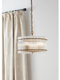 John Lewis Textured Glass Pendant Ceiling Light, Antique Brass - view 2, Antique Brass