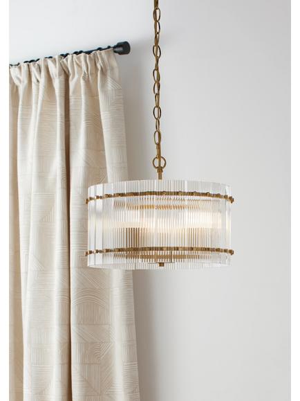 John Lewis Textured Glass Pendant Ceiling Light, Antique Brass - view 2, Antique Brass