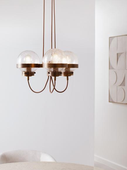 John Lewis Vintage Spaceship 3 Arm Ceiling Light, Antique Bronze - view 2, Antique Bronze