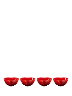 Le Creuset Stoneware Mini Heart Bowl, Set of 4, 80ml - view 2, Cerise