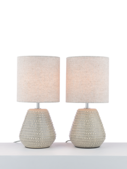 John Lewis Elwood Table Lamp, Set of 2, Greige