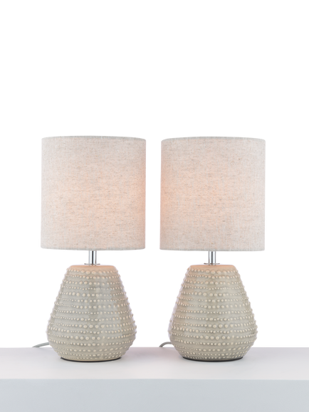 John Lewis Elwood Table Lamp, Set of 2, Greige