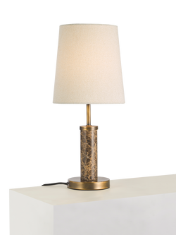 John Lewis Malcolm Marble Base Table Lamp, Coco, Brown Marble