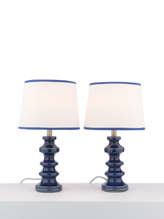 John Lewis Pagoda Ceramic Table Lamp, Set of 2, Blue