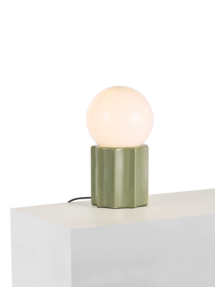 John Lewis Poco Ceramic Table Lamp, Avocado