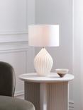 John Lewis Ribbed Vase Porcelain Dual Light Table Lamp, White