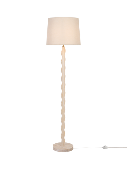 John Lewis Wiggle Wooden Floor Lamp, Limewash