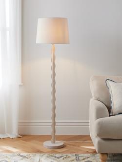 John Lewis Wiggle Wooden Floor Lamp - view 2, Limewash