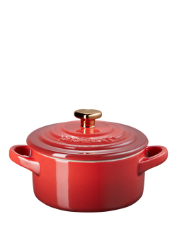 Le Creuset Stoneware Heart Mini Round Casserole, 10cm - view 2, Cerise